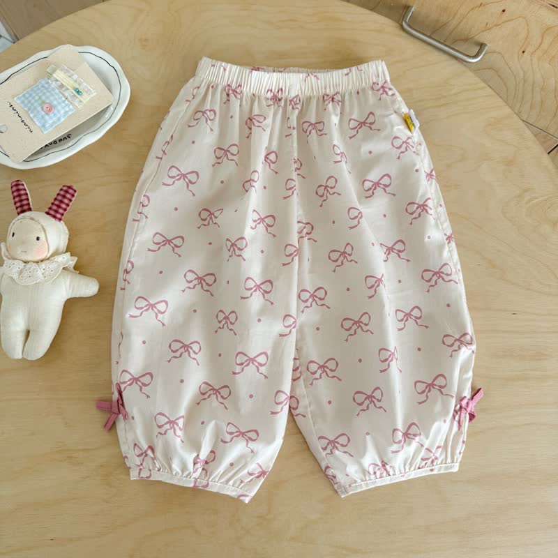 Kleinkind Mädchen Weiß-Rosa Gingham Hose mit Schleife - Weißer Schleife - 6.5-8J - image 4