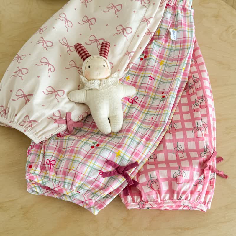 Kleinkind Mädchen Weiß-Rosa Gingham Hose mit Schleife - image 7