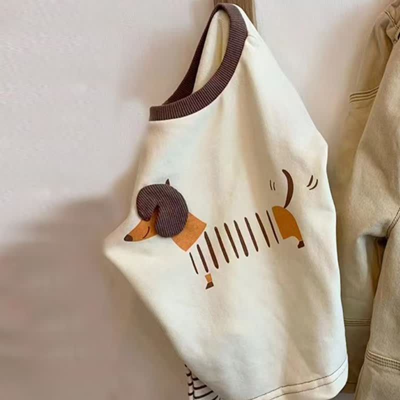 Toddelr Baby Beige Dackel Applikation Spitze und Hose Set - Beige T-Stück - 4-5J - image 2
