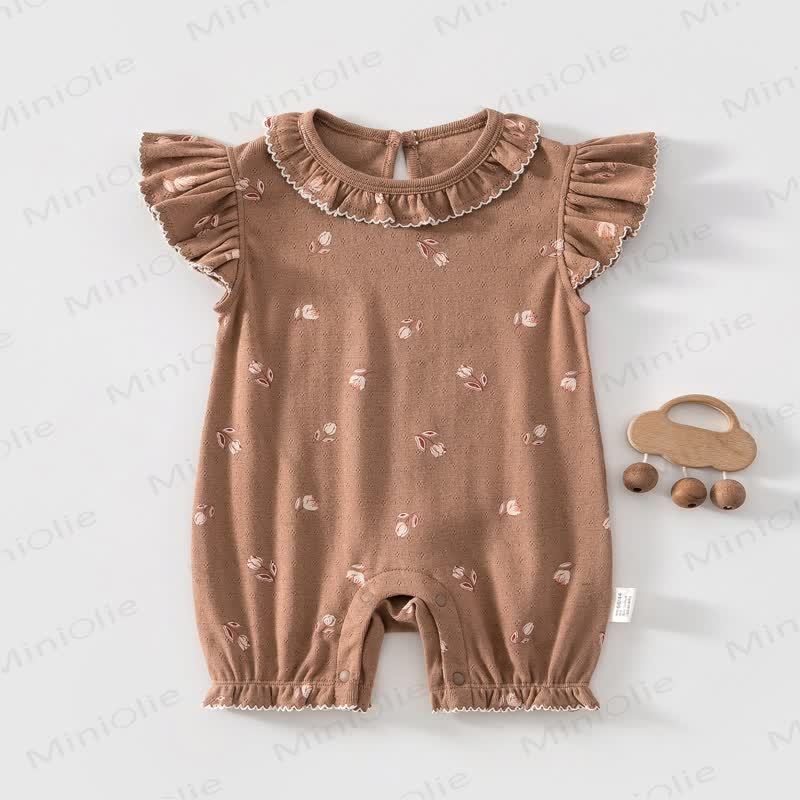 Baby Strampler mit Vintage- Blumen und Strampler - Braun - 18-24M - image 3