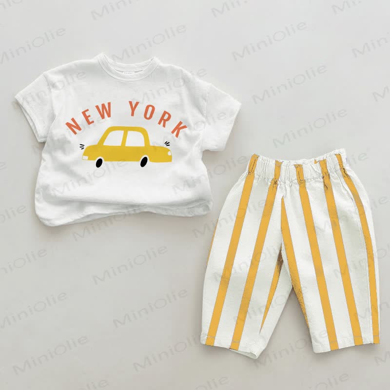 NEW YORK Baby Weiss und Gelb Streifen 2-teiliges Set - Weiss und Gelb - 2-3J - image 1