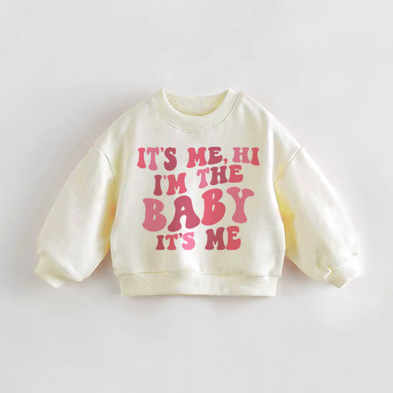IT'S ME, HI I'M THE BABY IT'S ME! Baby Kleinkind Sweatshirt in Rosa mit Slogan und Creme-Aufdruck - Creme - 3-5J - image 1