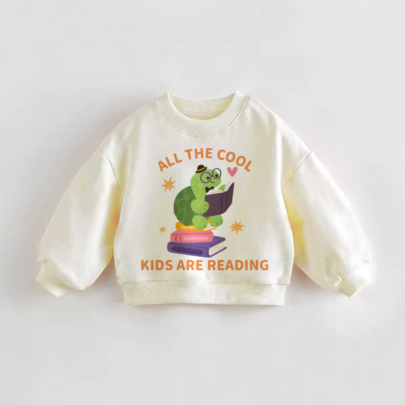 ALL THE COOL KIDS ARE READING Baby Kleinkind Schildkröte Creme Sweatshirt - Creme - 3-5J - image 1