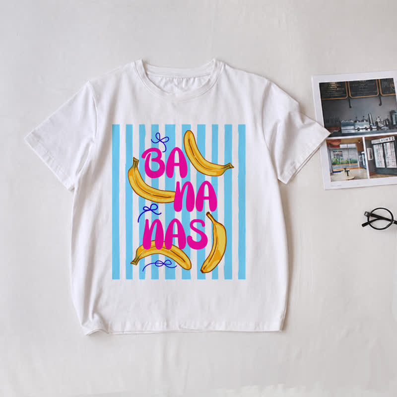 BANANAS Familie T-Shirt mit weißen Streifen - Weiß - T-Shirt für Erwachsene: L - image 2
