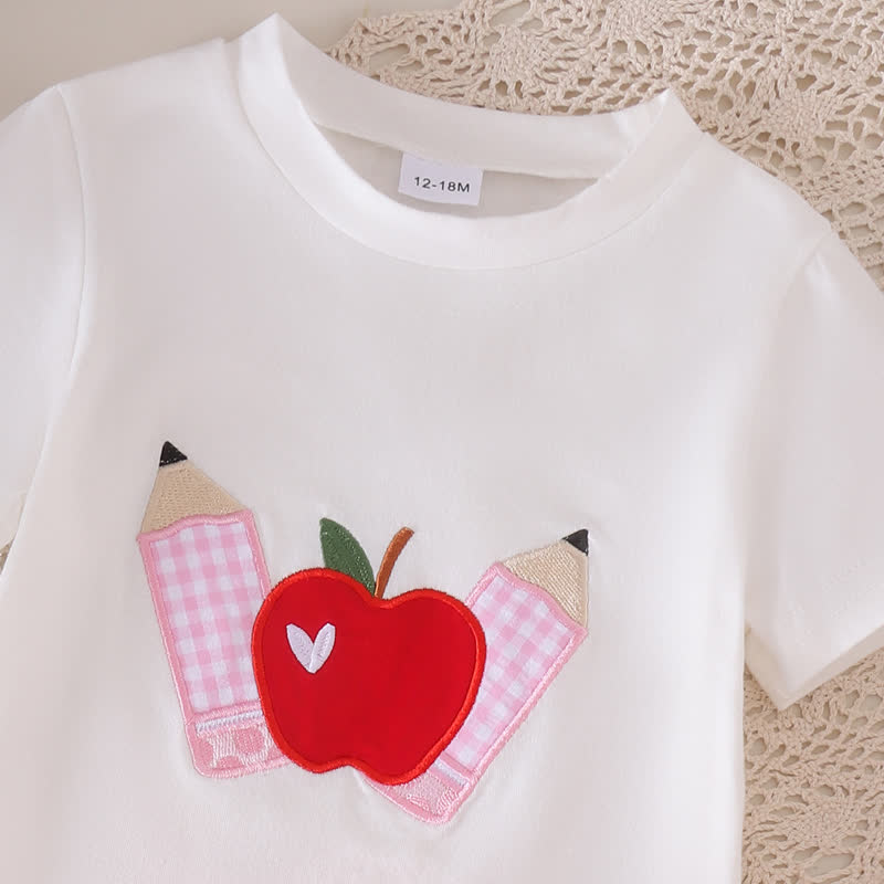 Zweiteiliges Set für Baby und Mädchen : T-Stück -Shirt mit Apfelapplikation und Rosa Rock - image 5