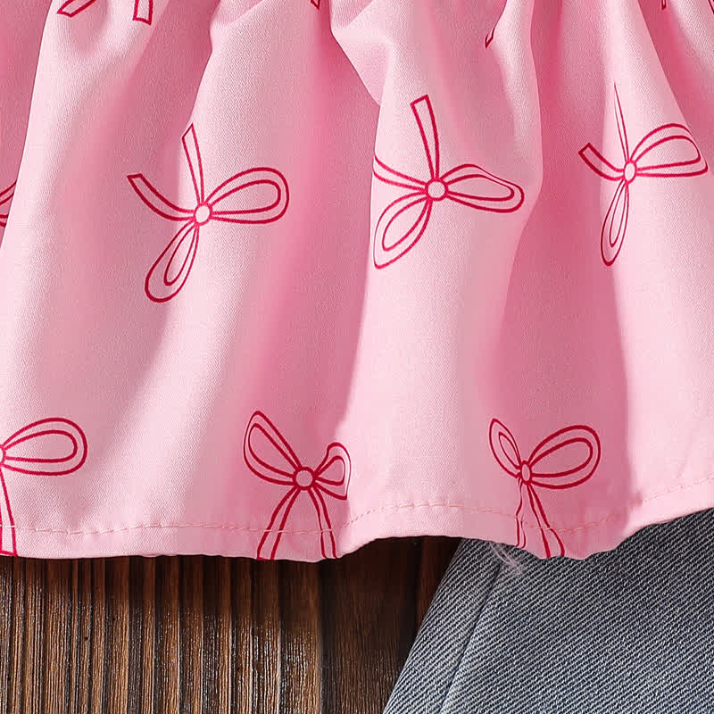 2-teiliges Set aus Rosa Baby mit Schleife und Denim - image 6
