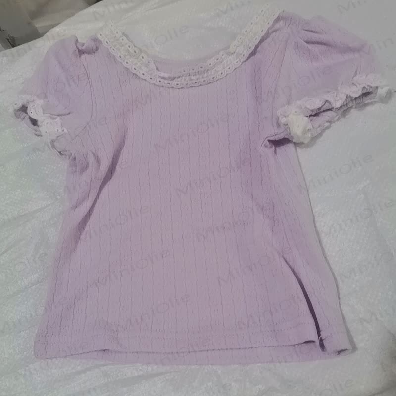 Kleinkind Baby Mädchen Stricken - Spitzen T-Stück - Hellviolett - 6-7J - image 7