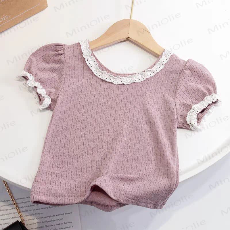 Kleinkind Baby Mädchen Stricken - Spitzen T-Stück - Lila - 6-7J - image 8