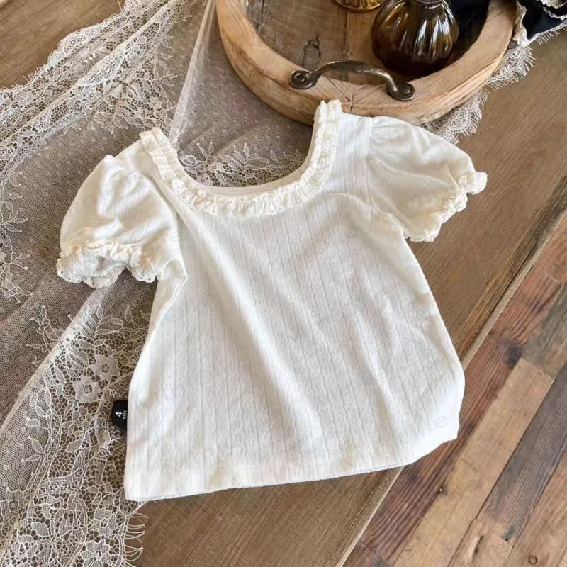 Kleinkind Baby Mädchen Stricken - Spitzen T-Stück - Weiß - 6-7J - image 3
