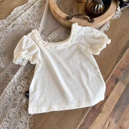 Kleinkind Baby Mädchen Stricken - Spitzen T-Stück - Weiß - 6-7J - image 3