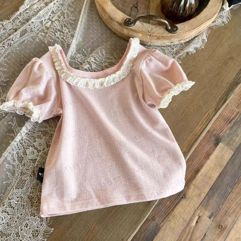 Kleinkind Baby Mädchen Stricken - Spitzen T-Stück - Rosa - 6-7J - image 5
