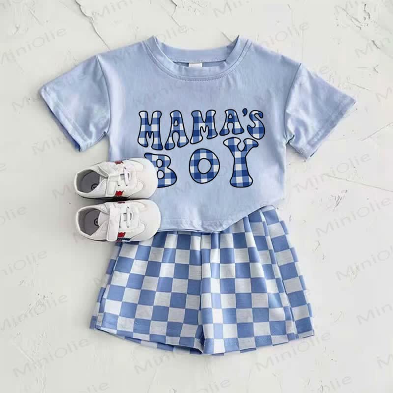 MAMA'S BOY Blau Baby -Shirt und Plaid Hose 2-teiliges Set - Blau - 2-3J - image 1