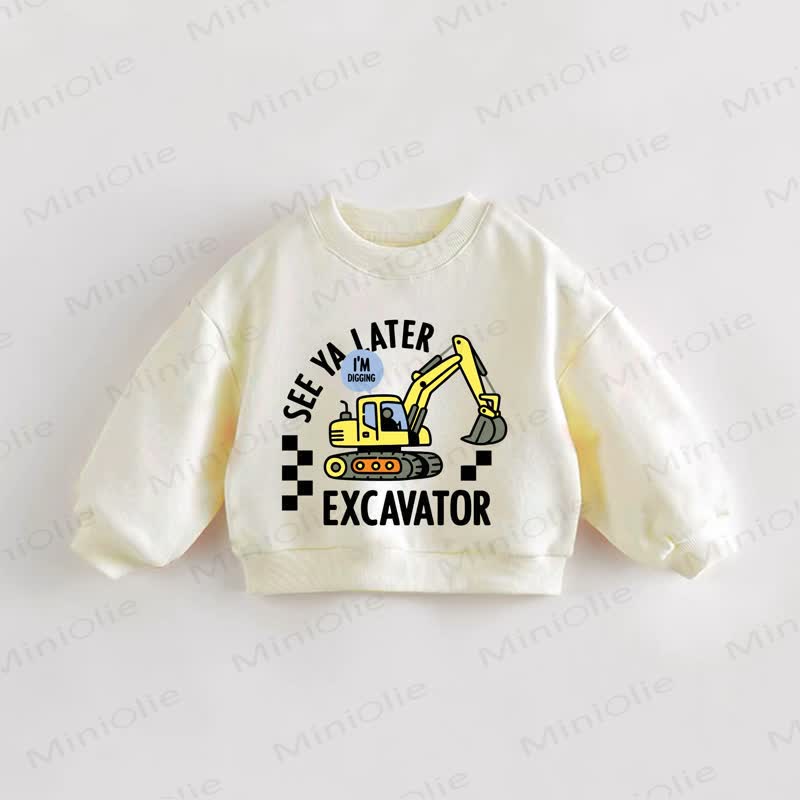 Bis SEE YA LATER I'M DIGGING EXCAVATOR Baby Kleinkind - Sweatshirt in Creme - Creme - 3-5J - image 1