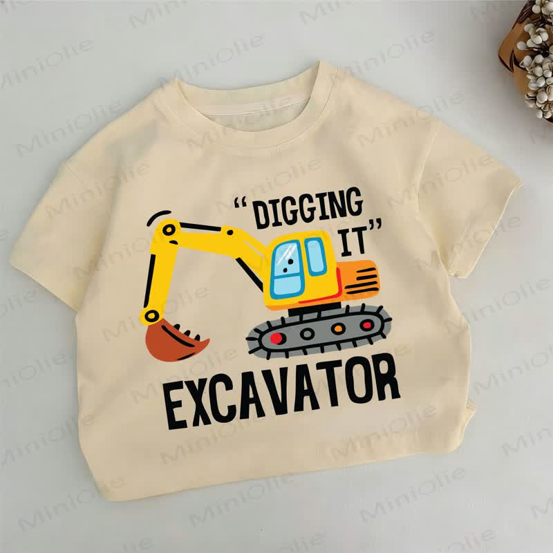 "DIGGING IT" EXCAVATOR Kleinkind -T-Shirt in Khaki - Khaki - 6-7J - image 1