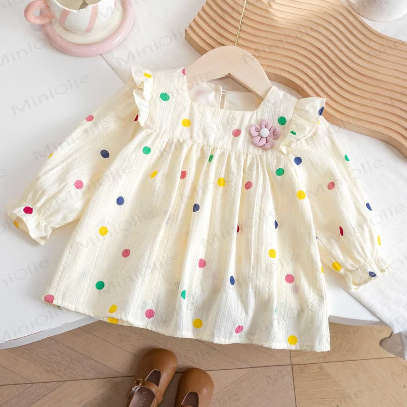 Baby Kleinkind Mädchen-Puppenshirt mit Punktmuster - Beige - 6-7J - image 1