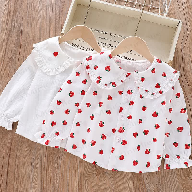 Baby Kleinkind Mädchen-Langarmshirt mit Peter-Pan-Kragen - image 1