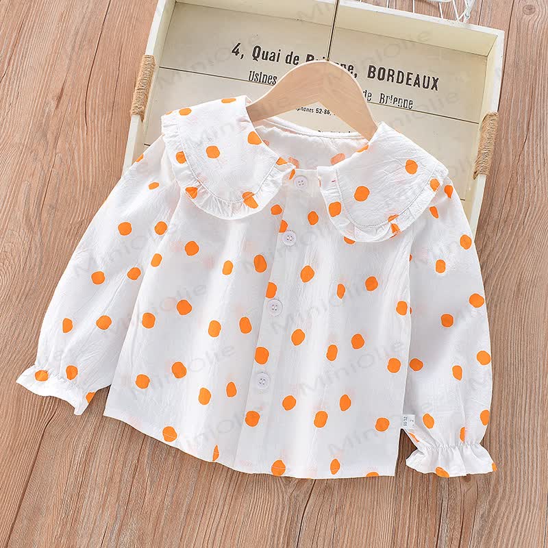 Baby Kleinkind Mädchen-Langarmshirt mit Peter-Pan-Kragen - Orange - 8-9J - image 8