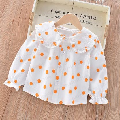 Baby Kleinkind Mädchen-Langarmshirt mit Peter-Pan-Kragen - Orange - 8-9J - image 8