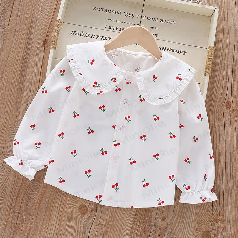 Baby Kleinkind Mädchen-Langarmshirt mit Peter-Pan-Kragen - Kirsche - 8-9J - image 7