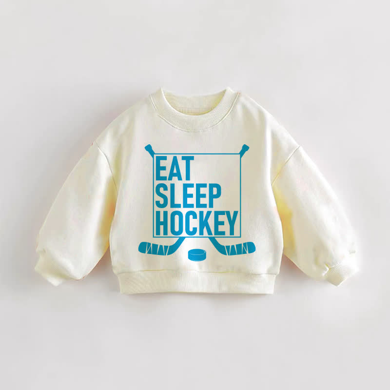 EAT SLEEP HOCKEY Baby Kleinkind Creme Sweatshirt - Creme - 3-5J - image 1