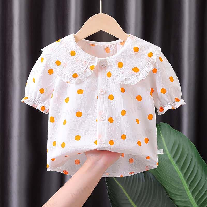 Baby Kleinkind Mädchen-T-Shirt mit Peter-Pan-Kragen und kurzen Ärmeln - image 5
