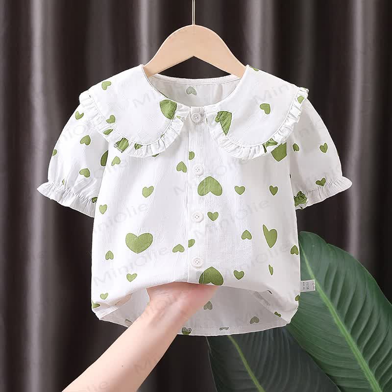 Baby Kleinkind Mädchen-T-Shirt mit Peter-Pan-Kragen und kurzen Ärmeln - image 8