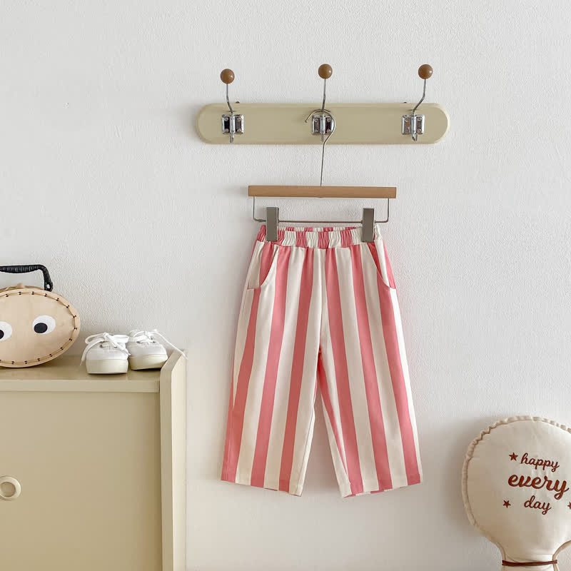 Baby Kleinkind mit vertikalen Streifen und elastischem Hose - Rosa - 4-5J - image 2