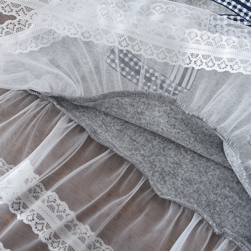 2-teiliges Set für Kleinkind : Schleife Spitze mit Schleifenmuster und Rüschen sowie Plaid Hose - image 4