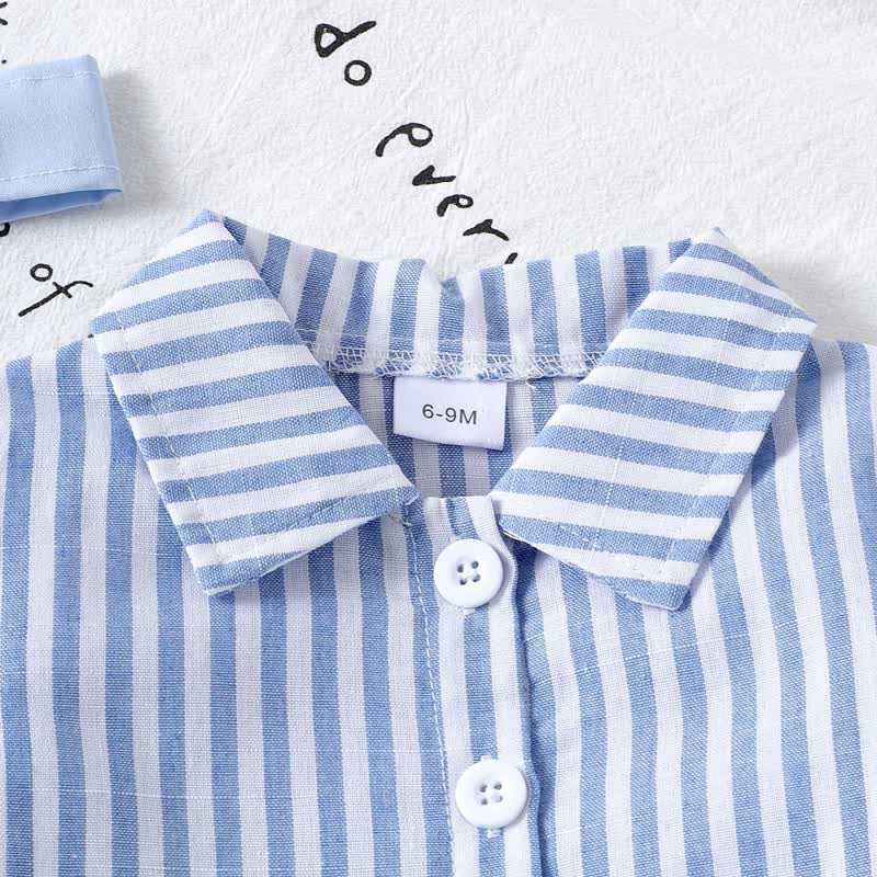 2-teiliges Set für Baby und Mädchen : Langarmshirt mit Schleife , Blau gestreift, und Denim - image 3