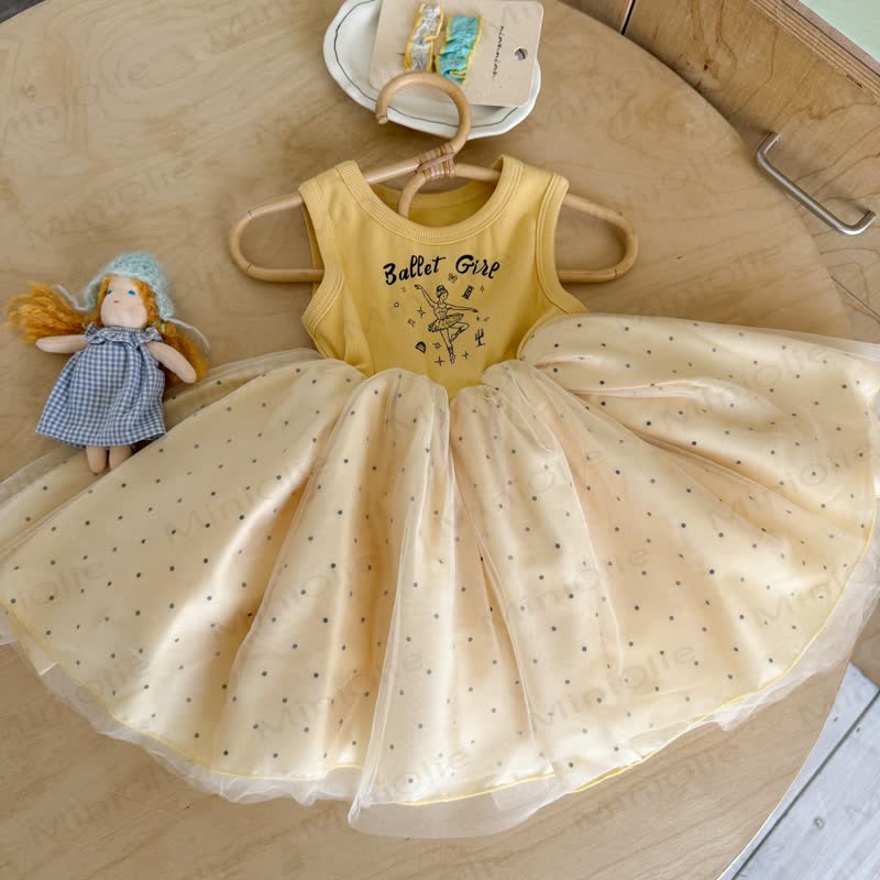 BALLET GIRL Kleinkind Baby Mädchen Punktmuster Kleid - Gelb - 8-9J - image 1