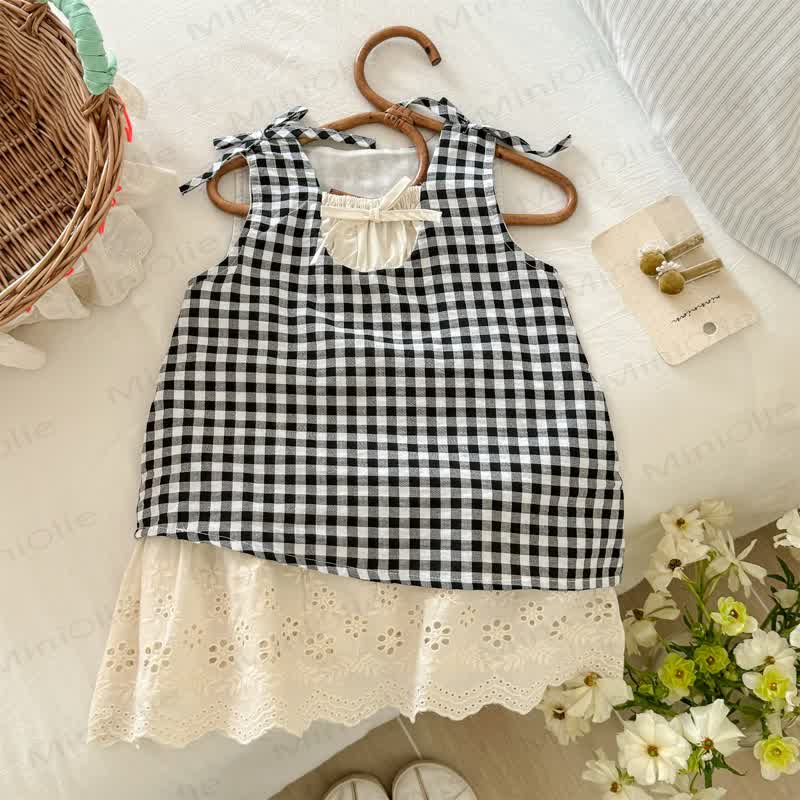 Kleinkind Kleid mit Gingham Karo für Baby - Schwarzweiß - 6-7J - image 1