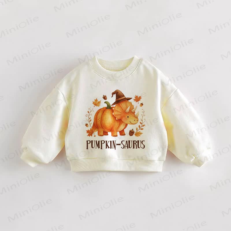 PUMPKIN-Saurus Baby Kleinkind Sweatshirt - Creme - 3-5J - image 1