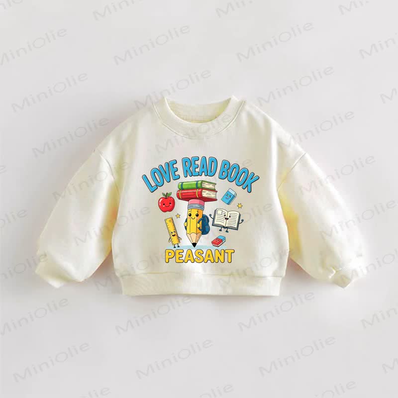 LOVE READ BOOK PEASANT Baby Kleinkind Creme Sweatshirt - Creme - 3-5J - image 1