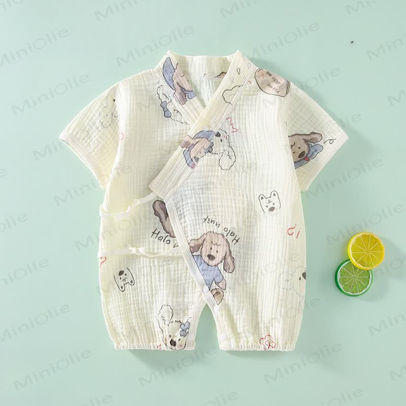 Baby -Kimono aus Gaze mit Tier und Blume - Welpe - 18-24M - image 1