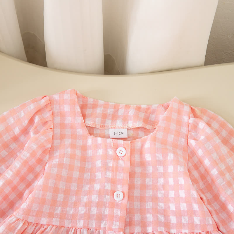Zweiteiliges Set für Baby und Mädchen : Gingham Spitze und Hose - image 5