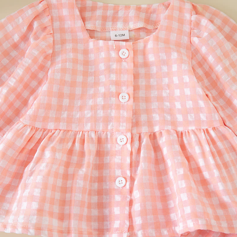 Zweiteiliges Set für Baby und Mädchen : Gingham Spitze und Hose - image 6
