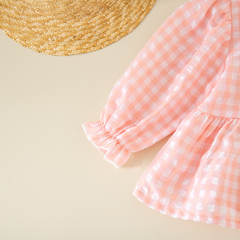 Zweiteiliges Set für Baby und Mädchen : Gingham Spitze und Hose - image 7