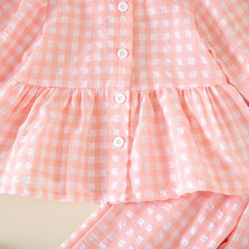 Zweiteiliges Set für Baby und Mädchen : Gingham Spitze und Hose - image 8