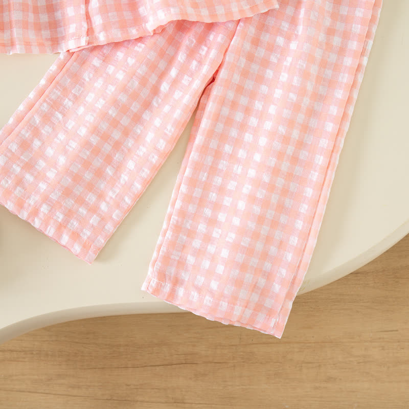 Zweiteiliges Set für Baby und Mädchen : Gingham Spitze und Hose - image 9