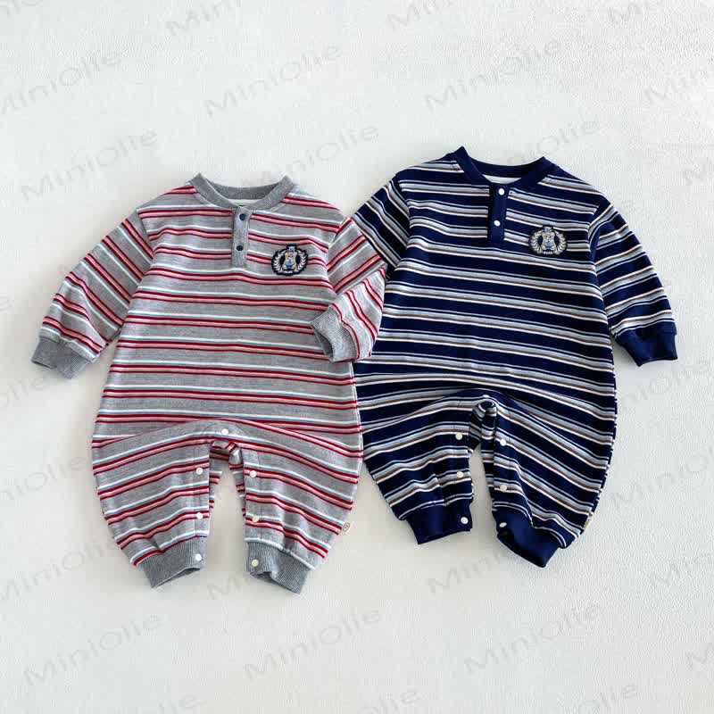 Streifen , Gestickt Langarm- Strampler für Baby - image 1