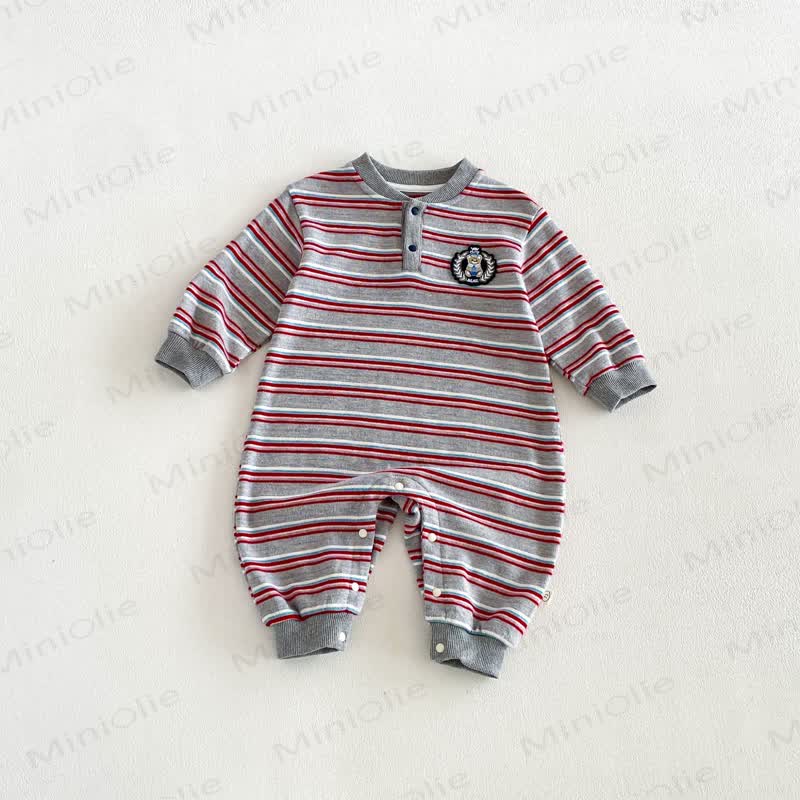 Streifen , Gestickt Langarm- Strampler für Baby - Rot - 18-24M - image 6