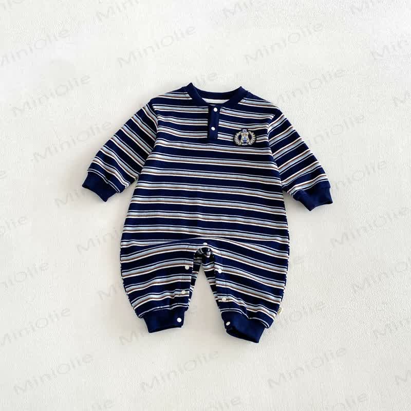 Streifen , Gestickt Langarm- Strampler für Baby - Blau - 18-24M - image 8