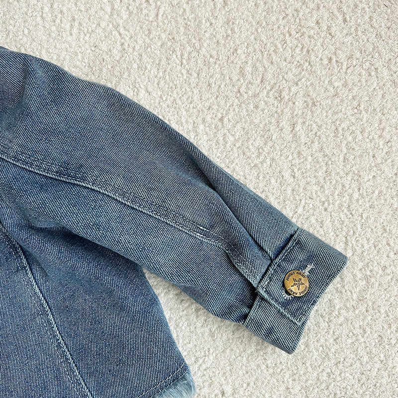 Zweiteiliges Set aus Blau Denim und Rock mit Fransen für Kleinkind - image 6