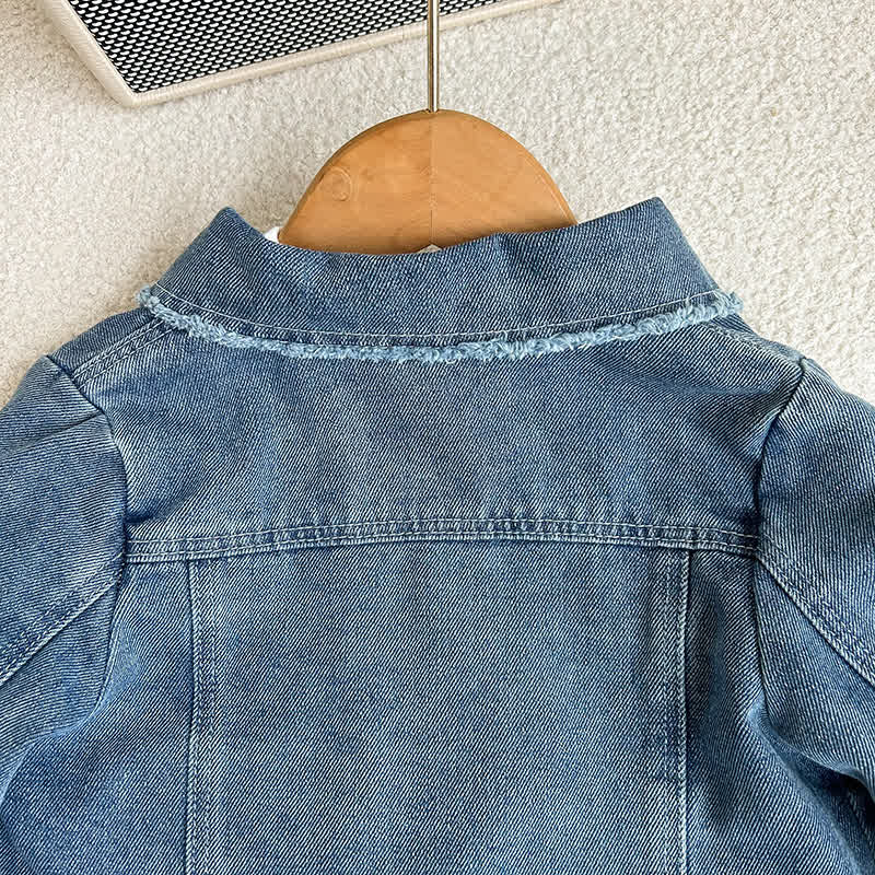 Zweiteiliges Set aus Blau Denim und Rock mit Fransen für Kleinkind - image 5