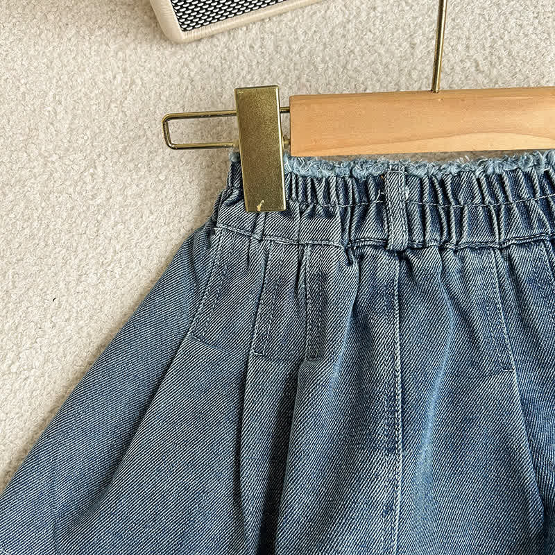 Zweiteiliges Set aus Blau Denim und Rock mit Fransen für Kleinkind - image 10