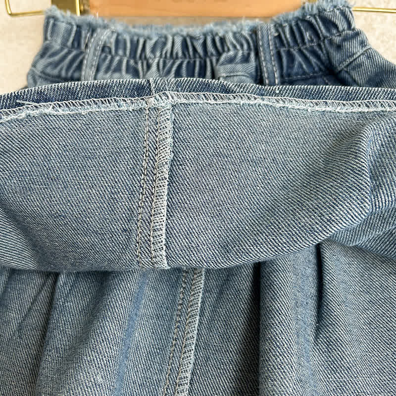 Zweiteiliges Set aus Blau Denim und Rock mit Fransen für Kleinkind - image 11