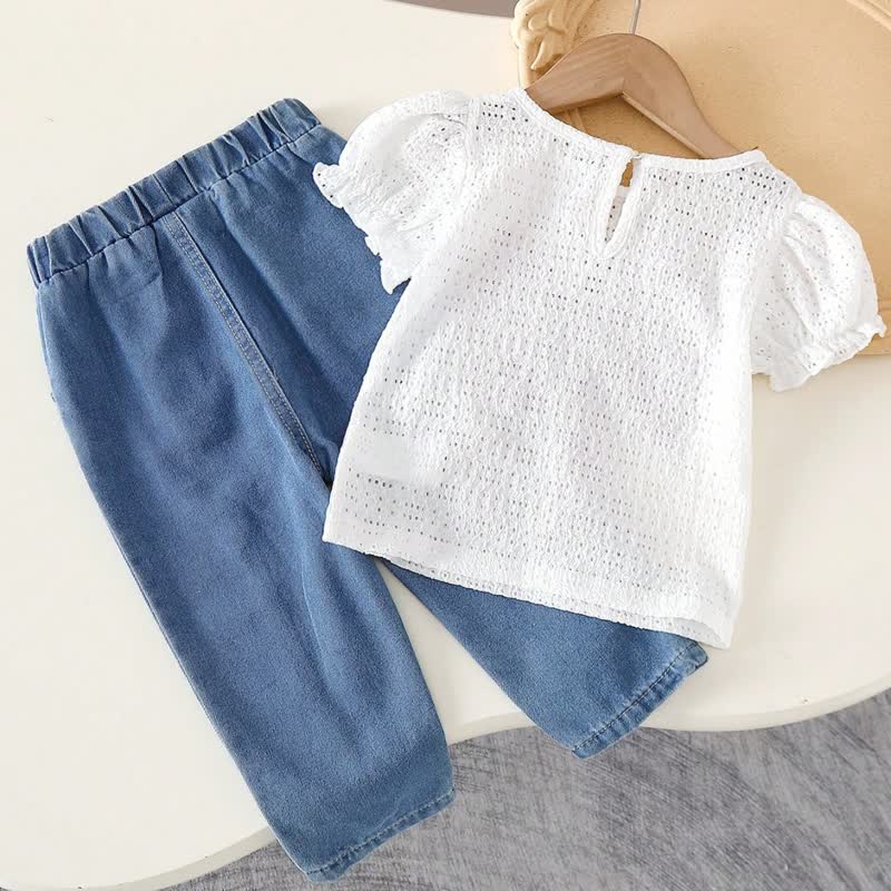 2-teiliges Set aus Spitze mit Schleife und Denim für Baby - image 5