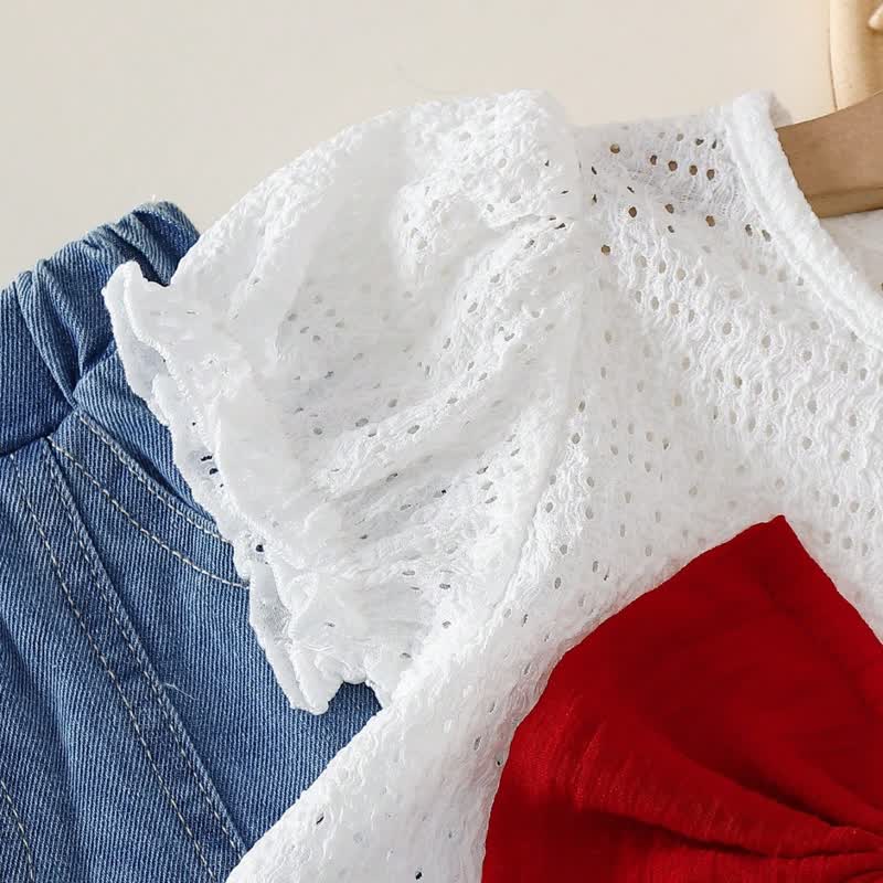 2-teiliges Set aus Spitze mit Schleife und Denim für Baby - image 6