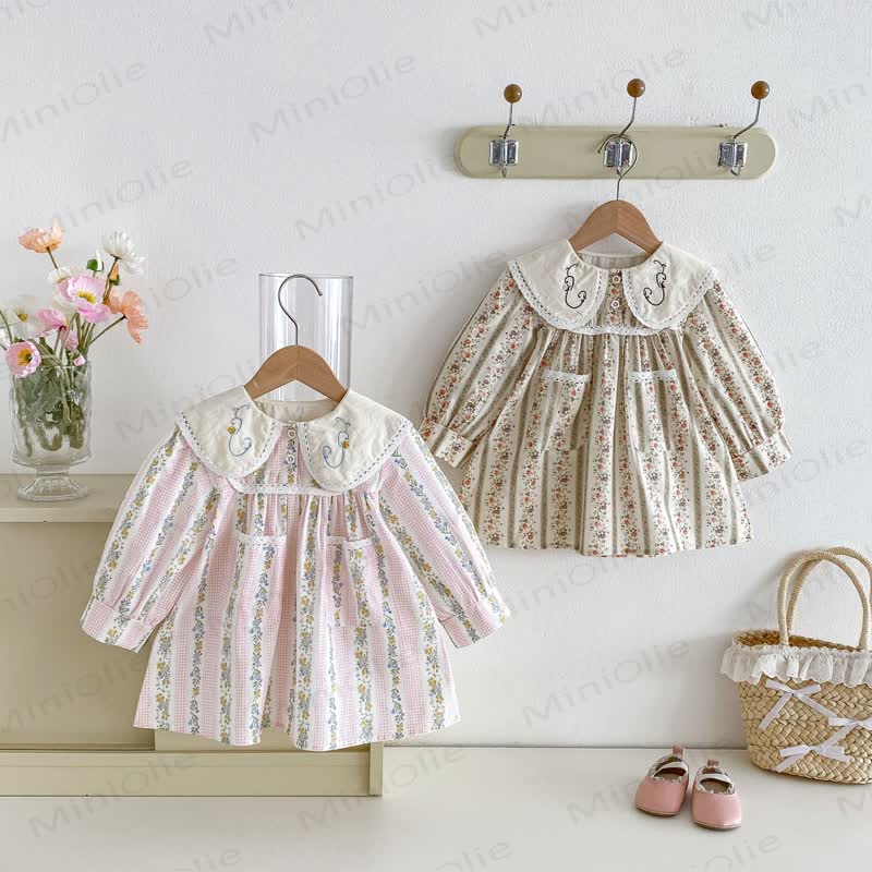 Kleinkind Mädchen Blumen mit Kleid Ärmeln - image 2