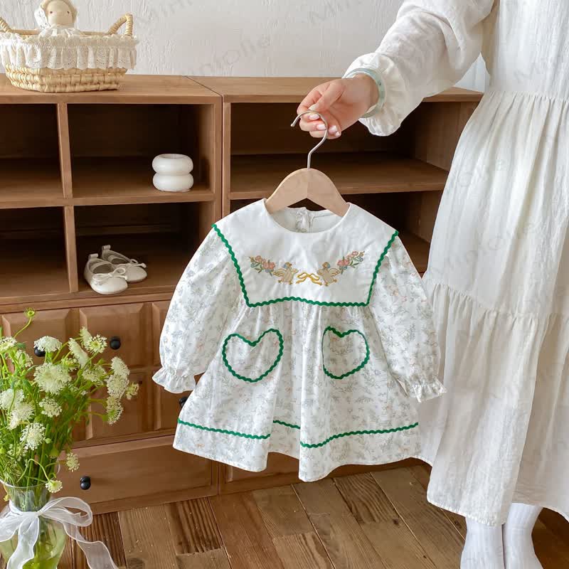 Kleid mit Ente für Kleinkind - Weiß & Grün - 6-7J - image 1